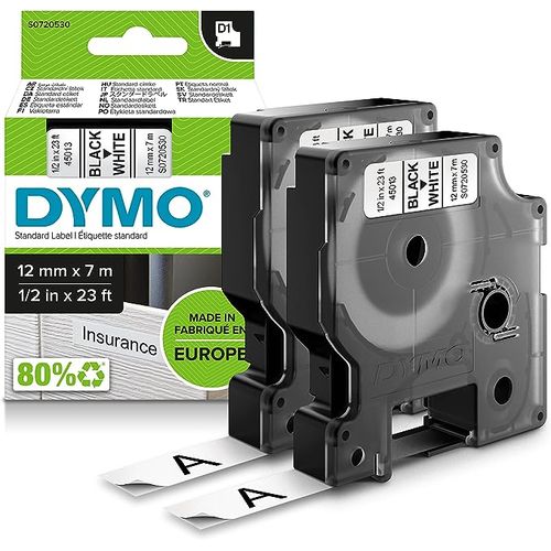 Dymo D1 étiquettes Autocollantes, 12 Mm X 7 M - Prix pas cher