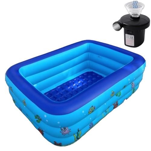 product_image_name-Generic-Piscine Gonflable Familiale Épaisse - Pack avec Pompe Électrique Offerte - Fond Rembourré Confort - Design Monde Marin - Disponible en 1m20, 1m50 et 2m-1