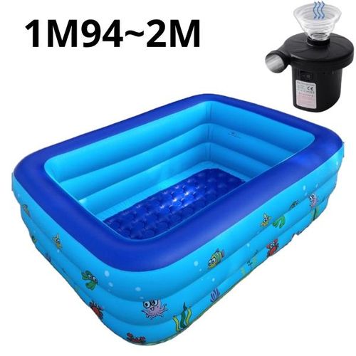 product_image_name-Generic-Piscine Gonflable Familiale Épaisse - Pack avec Pompe Électrique Offerte - Fond Rembourré Confort - Design Monde Marin - Disponible en 1m20, 1m50 et 2m-4