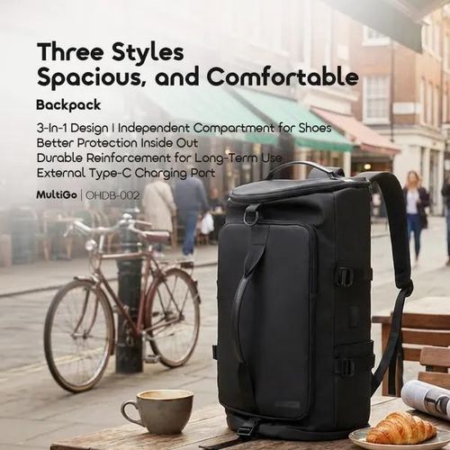 Oraimo MultiGo 3 In 1 Durable Type-c Charging Backpack - image 2