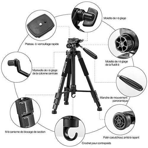 Trépied Compact Léger pour Appareil Photo Canon Nikon