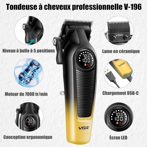 VGR KIT DE 2 TONDEUSES A CHEVEUX SANS FIL AFFICHAGE LED - image 3