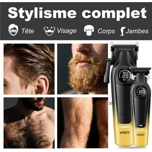 VGR KIT DE 2 TONDEUSES A CHEVEUX SANS FIL AFFICHAGE LED - image 5