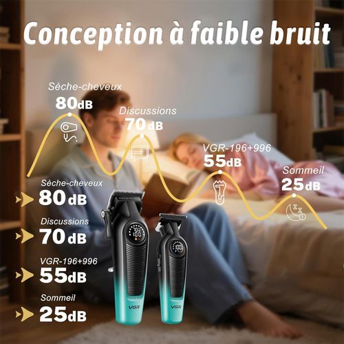 VGR KIT DE 2 TONDEUSES A CHEVEUX SANS FIL AFFICHAGE LED - image 7