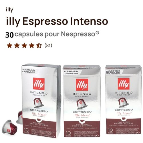 product_image_name-Illy-Espresso intenso 30 Capsules Pour Nespresso® Très Noir (9/10)-1