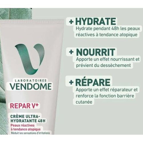 product_image_name-Generic-Réparation V+ Crème Ultra Hydratante 48H VENDÔME Corps et Mains Réduit les sensations d'irritation et de rougeur 250ml Peaux Réactives à tendance Atopique Importé De France -2