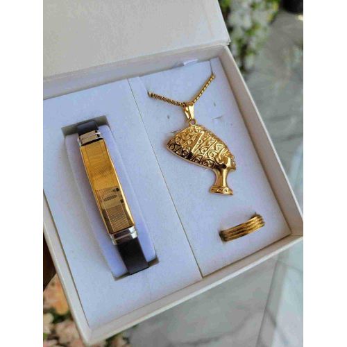 product_image_name-Fashion-Bijoux chaîne homme égyptienne doré 3en1 chaîne bracelet et bague pendentif ensemble bijoux accessoire homme inox luxe mode stylé garçon cadeau Homme coffret cadeau anniversaire homme fête pères Saint Valentin Mariage amour cœur -1