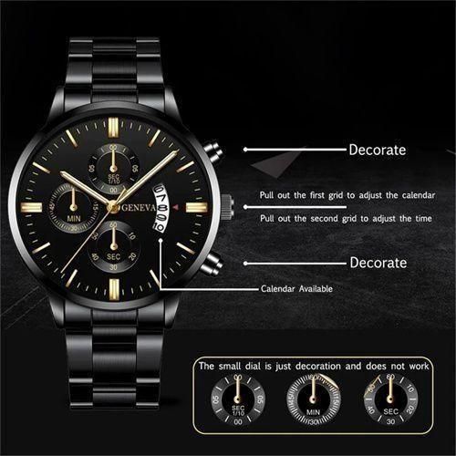 Generic Montre Bracelet Unisexe En Acier De Luxe Avec Date - image 3
