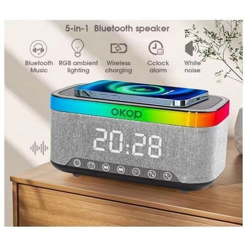product_image_name-Generic-Enceinte Bluetooth - Avec Réveil - A Chargement Sans fil Avec Eclairage d'ambiance-1