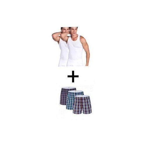 Fashion Lot De 3 Débardeurs En Coton Blanc - Plus 3 Boxeurs Multicolore