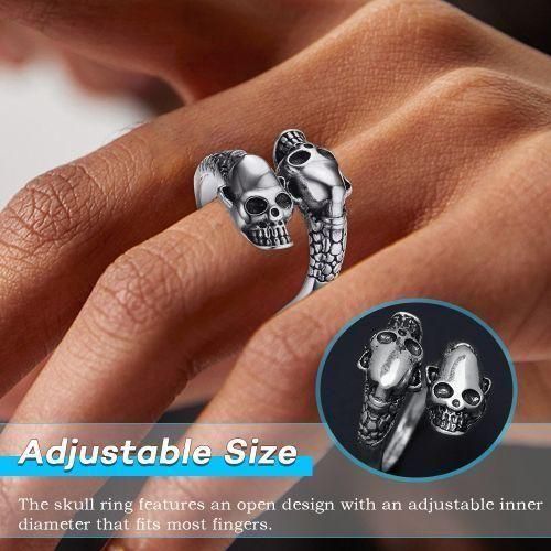 product_image_name-ARHANORY-Bagues Tête de Mort pour Hommes, Bague Punk Vintage Ajustable - Argent-5