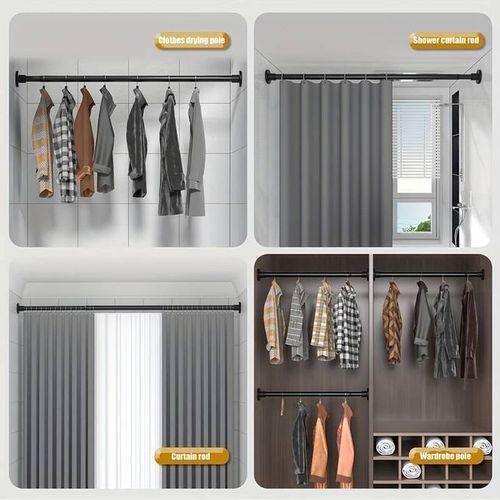 product_image_name-Generic-Tringle à Rideau Télescopique Multifonctionnelle Sans Perforation Pour Armoire, Salle De Bain-8