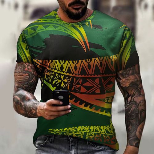 Fashion T-shirt Manches Courtes Pour Homme - Vert - Prix pas cher