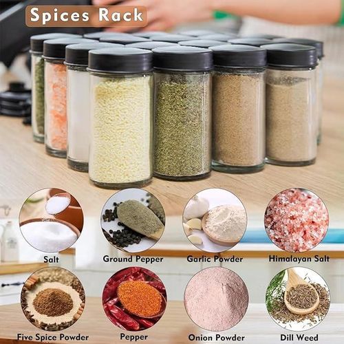 product_image_name-Generic-Support à épices rotatif avec 18 bocaux en verre, design de grande roue, organiseur d'épices de plan de travail de cuisine-3
