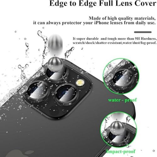 Generic Lot de 3 protections pour objectif d’appareil photo, compatibles avec iPhone 17 Pro / 17 Pro Max, protection intégrale, noir - image 2