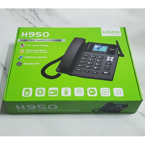 product_image_name-HOMII-_H950 Téléphone Fixe Sans Fil-( 2 SIM )– Écran 2.4” – Batterie 2500mAh – Idéal Bureau & Maison_Noir-3