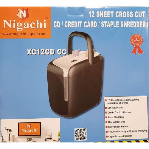 Nigachi Broyeuse De Papier 12 Feuilles 18litres - Prix pas cher