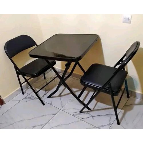 Generic Table vitrée Avec 2 Chaises pliante
