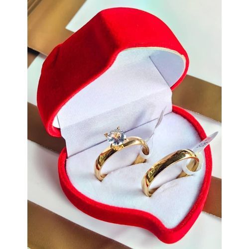 Fashion Bague Fiancaille De Mariage Plaque Or 1coffret Offert Prix pas cher Jumia CI