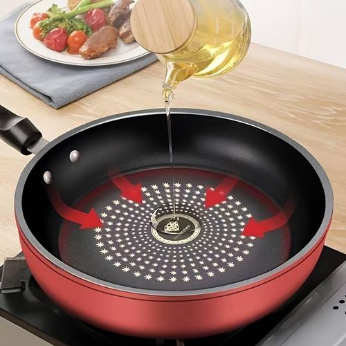 product_image_name-Generic-Cast iron frying pan - red and black, with heat retention and even heat distribution properties, suitable for gas/electric stoves (hand wash only), healthy smoke reduction cookware, compatible with induction cookers-8