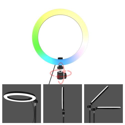 product_image_name-Generic- Anneau lumineux LED pour selfie professionnel populaire, avec clip ABS, couleur RVB, rotatif à 360 degrés,-2