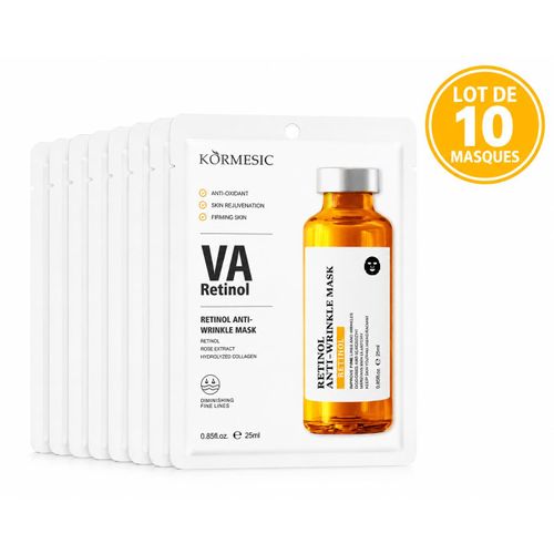 KORMESIC Masque Visage Rétinol – Lot de 10 Masques x 25 ml