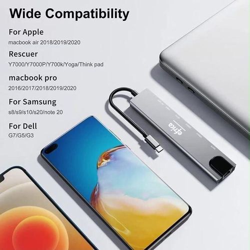 Efrica adaptateur multifonction 8 en 1 powerTrans USB-C Hub Dock - image 3