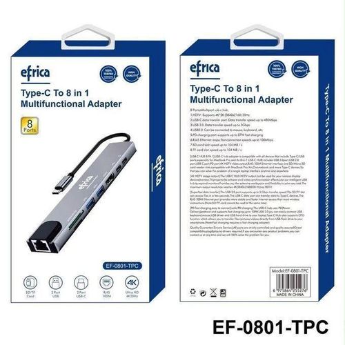 Efrica adaptateur multifonction 8 en 1 powerTrans USB-C Hub Dock - image 4
