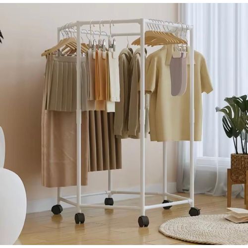 product_image_name-Generic-Séchoir à Linge Mobile en Métal avec Roues – Portant à Vêtements 1 Niveau Rotatif – Organisateur de Manteaux pour Maison & Salon-3