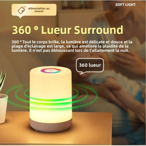Generic Veilleuse LED Rechargeable USB 3 Couleurs et Contrôle Tactile- Blanche - image 2