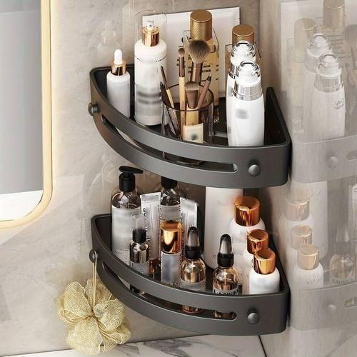 Generic Support De Salle De Bain 2 Pièces, Support De Rangement Mural, Support De Douche Triangulaire - image 2