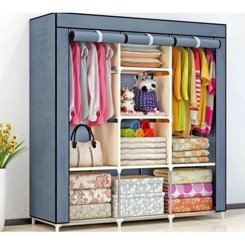 Generic Placard Armoire Démontables 08 Compartiment Avec 3 Battants à Housse Gris