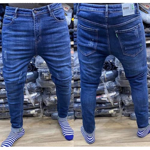 product_image_name-Fashion-Pantalon Jeans à Design  Pour Homme - Bleu-1