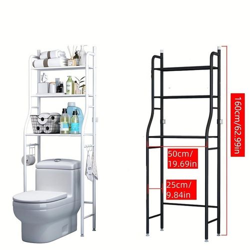 product_image_name-Generic-Étagère de rangement multifonctionnelle pour toilettes, étagère de rangement pour salle de bain, avec porte-papier toilette et crochets.-6