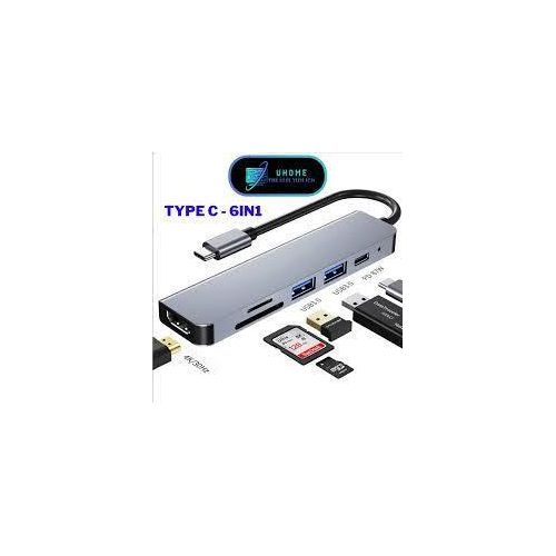 product_image_name-Generic-Adaptateur Type-C Universel 6-en-1 – HDMI, USB, Cartes SD/TF – Hub Pour Laptop USB-C-1