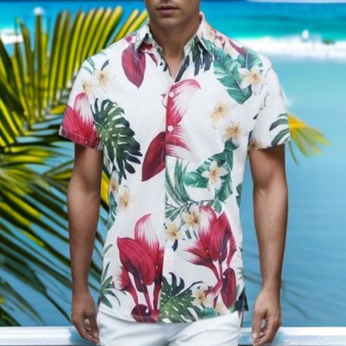 product_image_name-Fashion-Chemises Tee Shirt Imprimée Fleurs Pour Homme-1