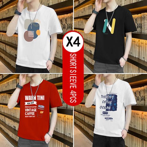 Yixin T-shirt Manches Courtes Pour Homme - 4 Pieces - Multicolore - Prix  pas cher