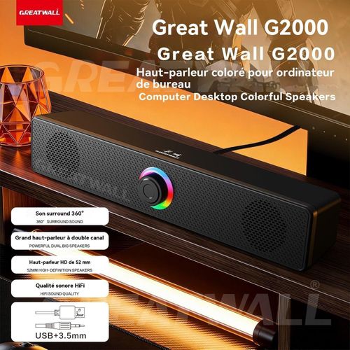 Generic Barre de son PC RGB stéréo, haut‑parleur bureau USB pour jeu et musique - image 3