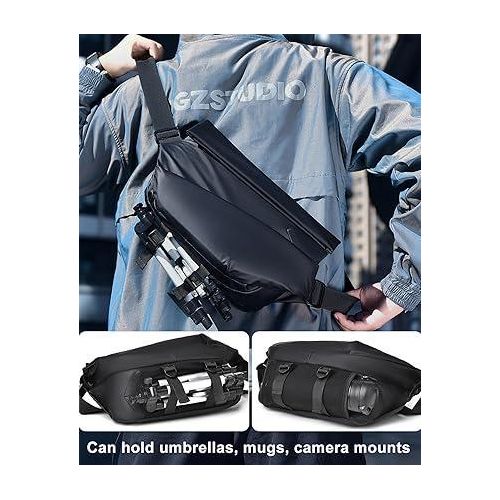 product_image_name-Fashion-Sacoche de poitrine pour homme, idéale pour les trajets quotidiens, le cyclisme et la moto. Sac étanche et grande capacité, porté épaule ou bandoulière - Noir.-4