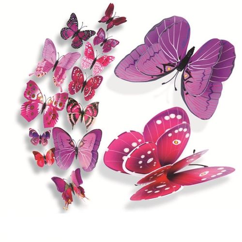 Stickers Papillon 3D, lot de 8
