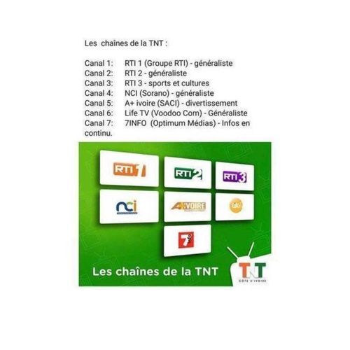 Generic Antenne TNT Pour Les 7 Chaînes Ivoiriennes Gratuites - image 3