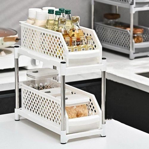 product_image_name-Generic-Support De Rangement Multifonctionnel Coulissant à Double Couche pour Cuisine, Salle De Bain, Buanderie Etc.-1