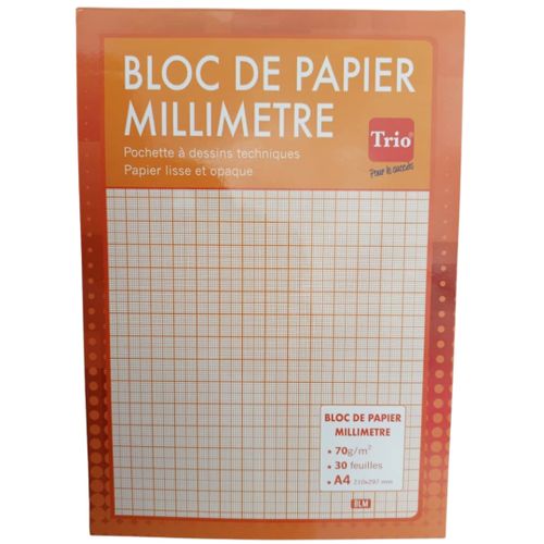 Papier millimétré 1 po carré 50 feuilles/paquet 1-04058-00 – CNIB