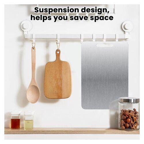 product_image_name-Generic-Planche à découper en titane - En acier inoxydable des deux côtés - Sans BPA - Pour la cuisine, la viande, le pain, les légumes, les fruits (29 x 20 cm)-8