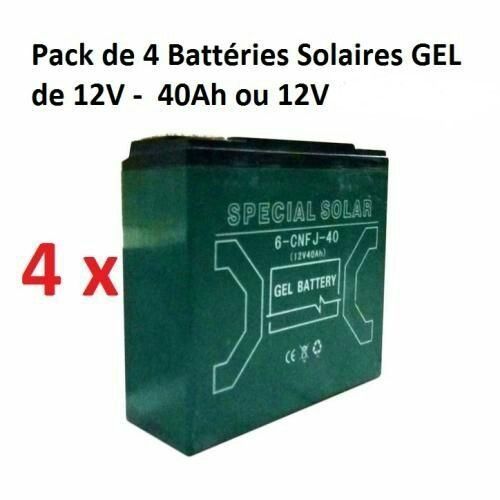 Generic Pack 4 Batterie Solaire - 12V - 40Ah - Décharge Très Lente - Vert -  Prix pas cher