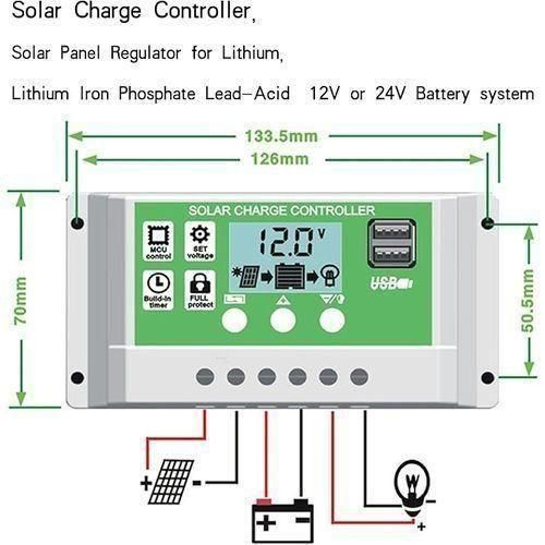 Generic Régulateur De Charge Solaire 10A/20A/30A Contrôleur De Panneau Solaire - image 8