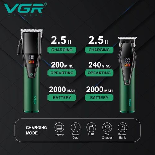 VGR Tondeuse Professionnelle Rechargeable avec Écran LED – Sans Fil - image 3