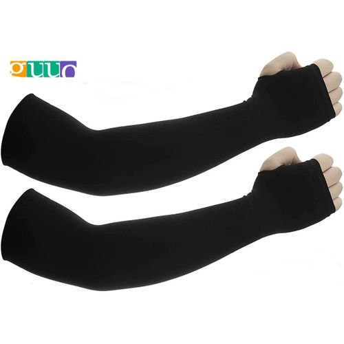 PATIKIL Manchons De Bras Protection Solaire Avec Trou Pouce - Beige Pour Sport Et Plein Air