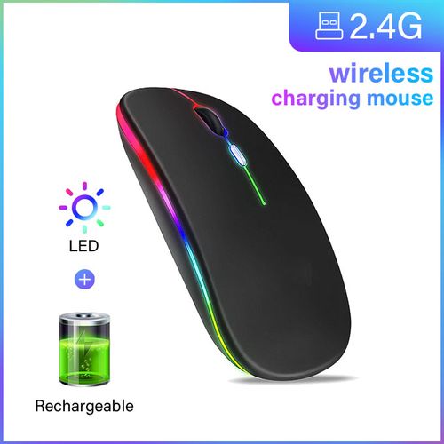 Souris sans Fil, Souris de Jeu sans Fil USB Rechargeable 10M 1200DPI 2.4G  avec lumière