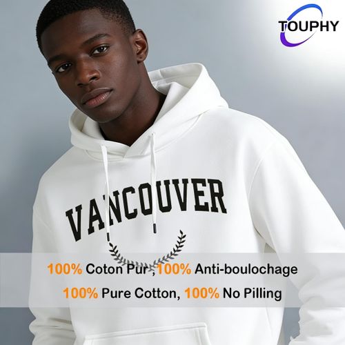 product_image_name-TOUPHY-Sweat à capuche pour homme manches longues avec poche kangourou - Blanc-4